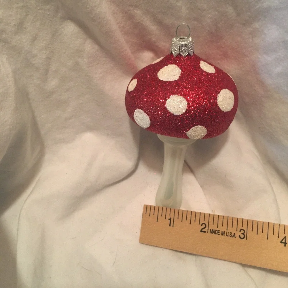 Christmas Mushroom Ornament  RED CAP Polka Dots